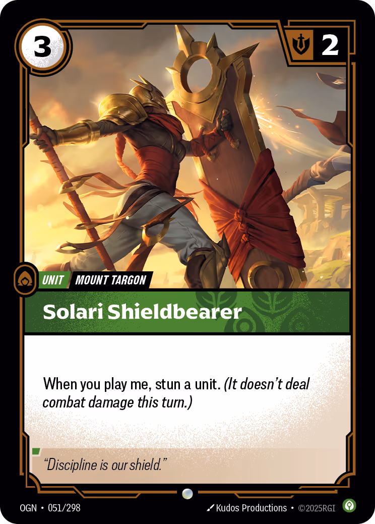 Solari Shieldbearer OGN-051 Riftbound card