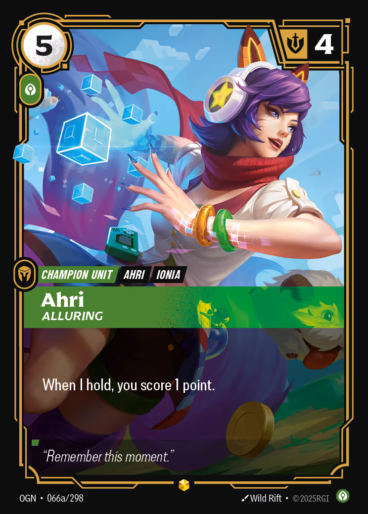 Ahri - Alluring OGN-066A Riftbound card