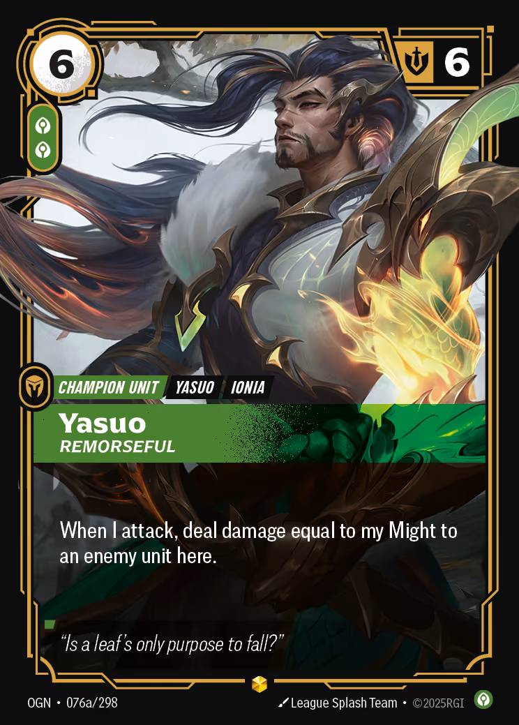 Yasuo - Remorseful OGN-076A Riftbound card