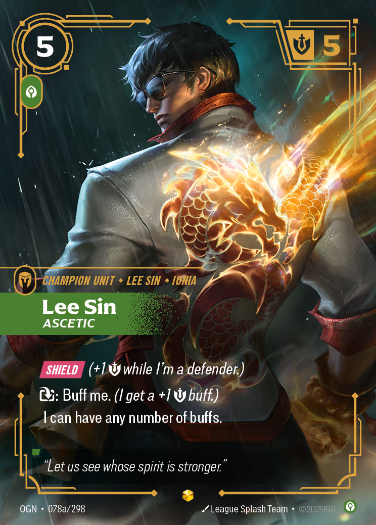 Lee Sin - Ascetic OGN-078A Riftbound card