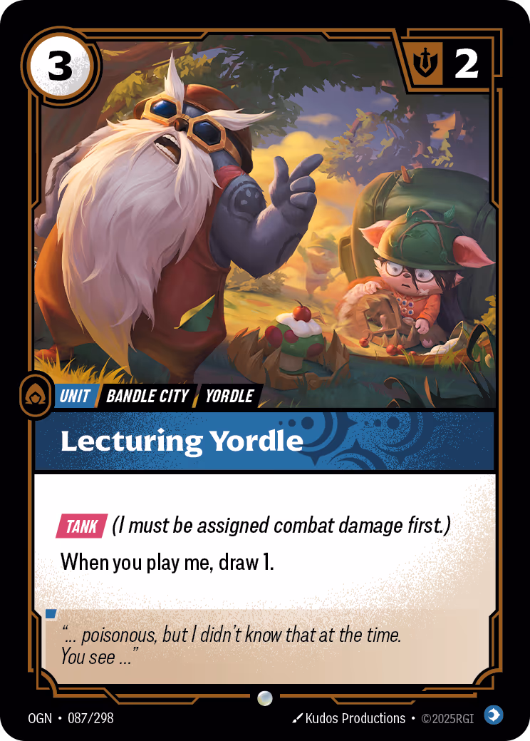 Lecturing Yordle OGN-087 Riftbound card