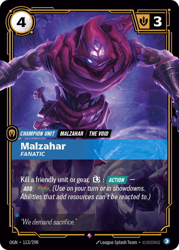 Malzahar - Fanatic OGN-113 Riftbound card
