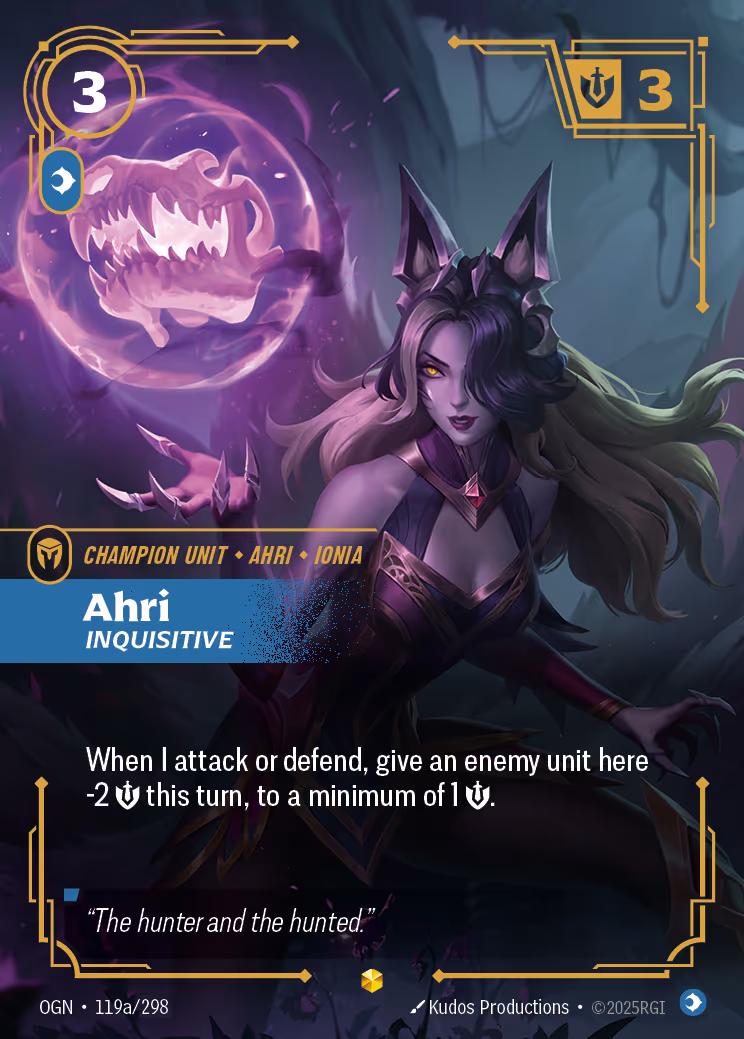 Ahri - Inquisitive OGN-119A Riftbound card