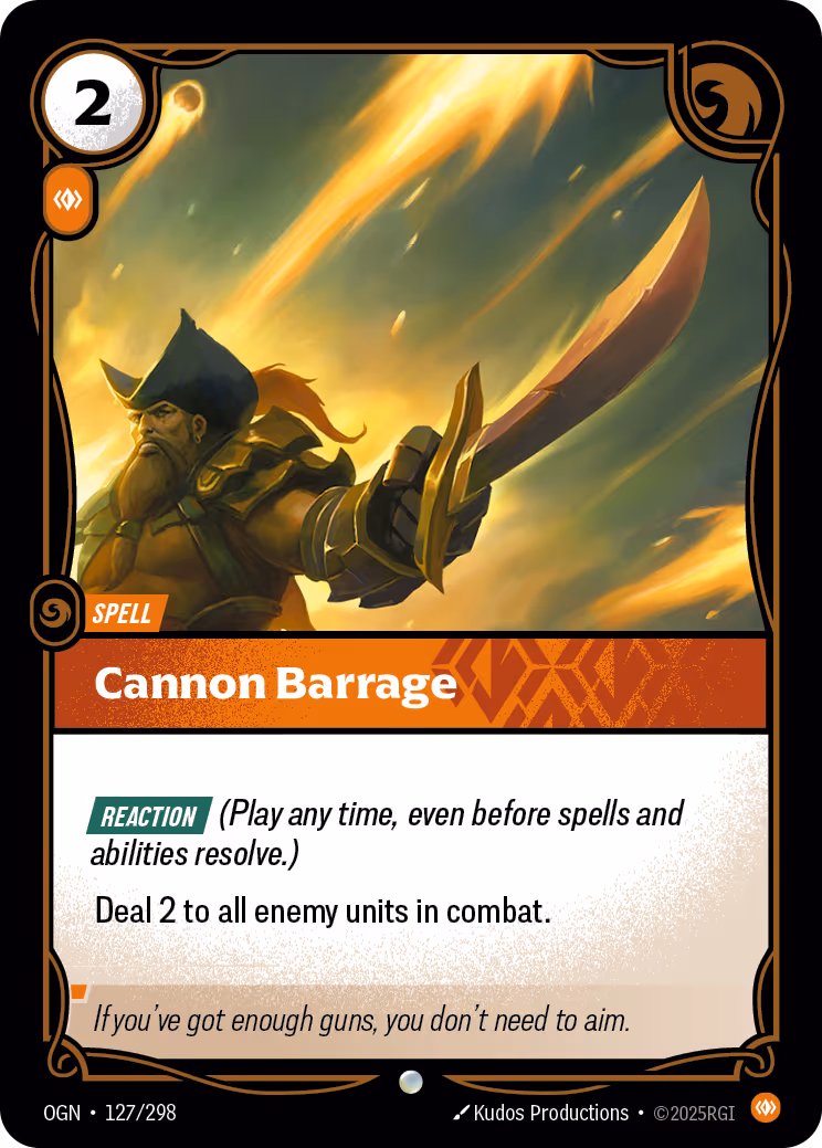 Cannon Barrage OGN-127 Riftbound card