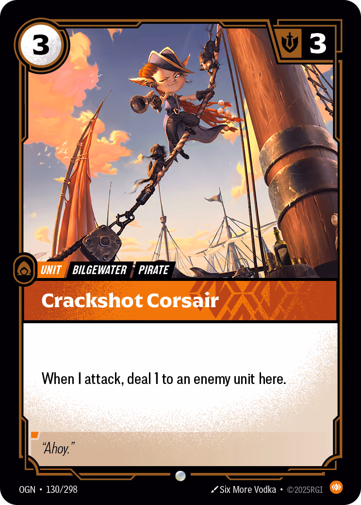 Crackshot Corsair OGN-130 Riftbound card