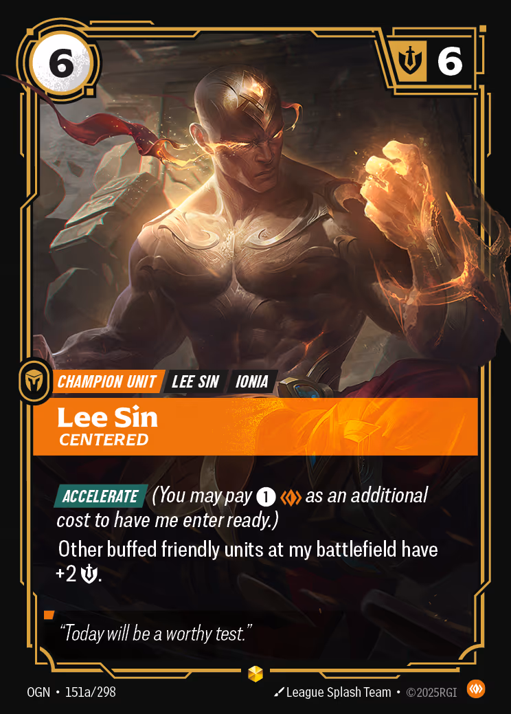 Lee Sin - Centered OGN-151A Riftbound card