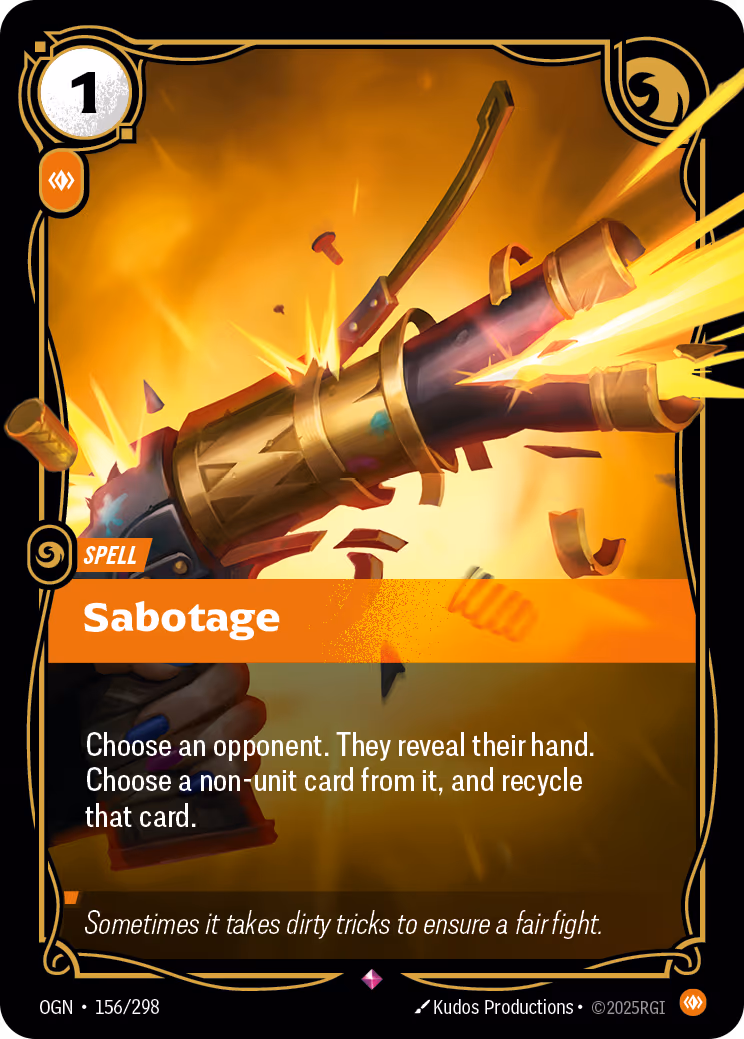 Sabotage OGN-156 Riftbound card