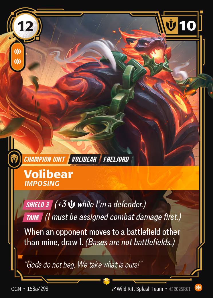 Volibear - Imposing OGN-158A Riftbound card