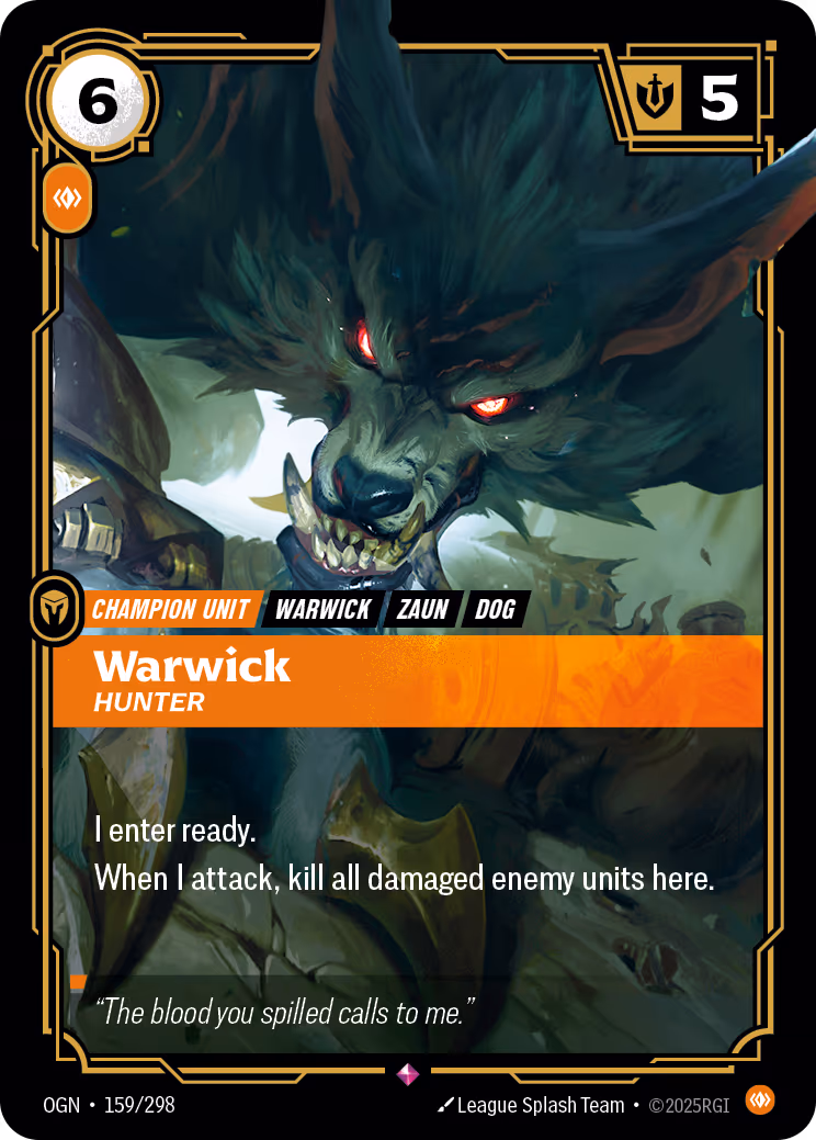 Warwick - Hunter OGN-159 Riftbound card