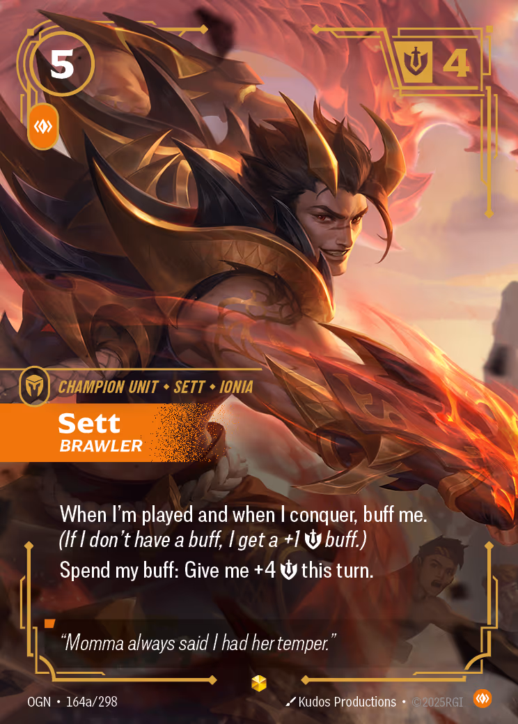 Sett - Brawler OGN-164A Riftbound card