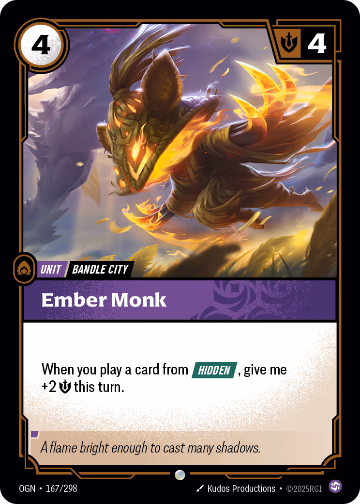 Ember Monk OGN-167 Riftbound card