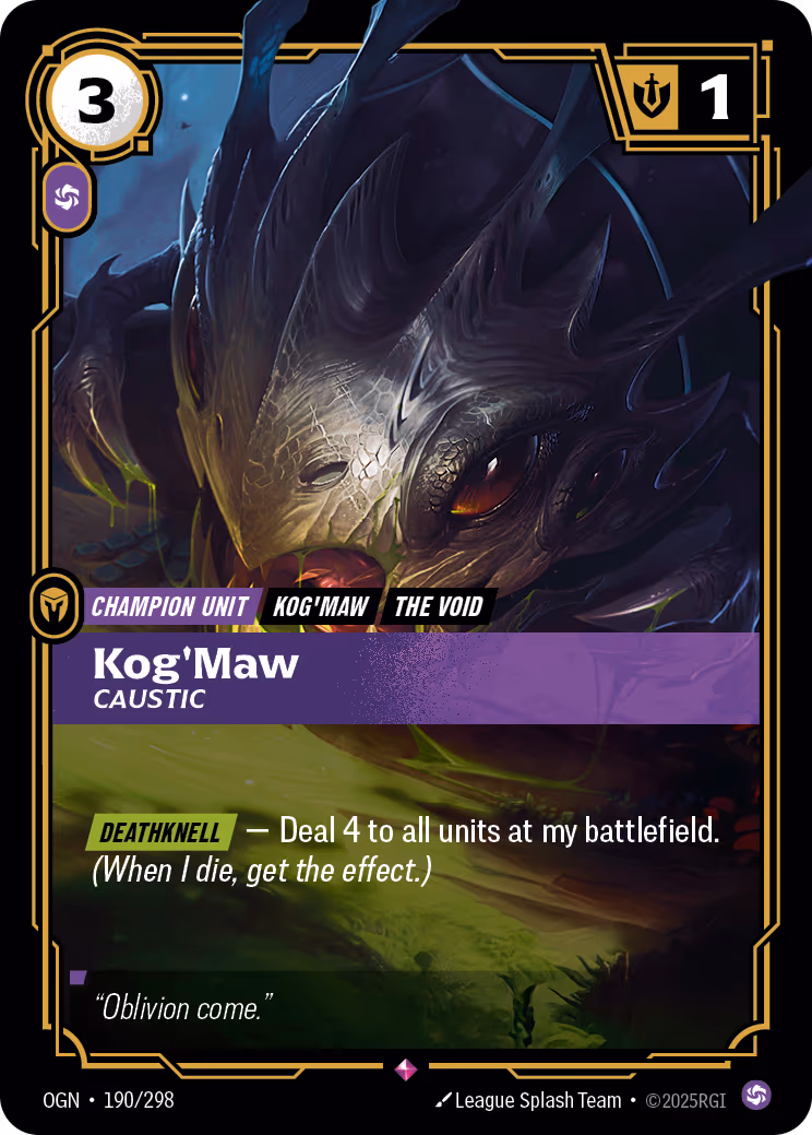 Kog'Maw - Caustic OGN-190 Riftbound card