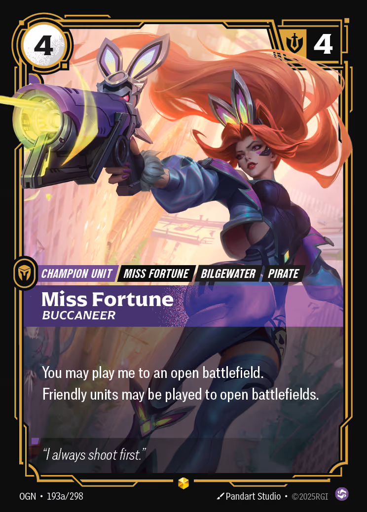Miss Fortune - Buccaneer OGN-193A Riftbound card