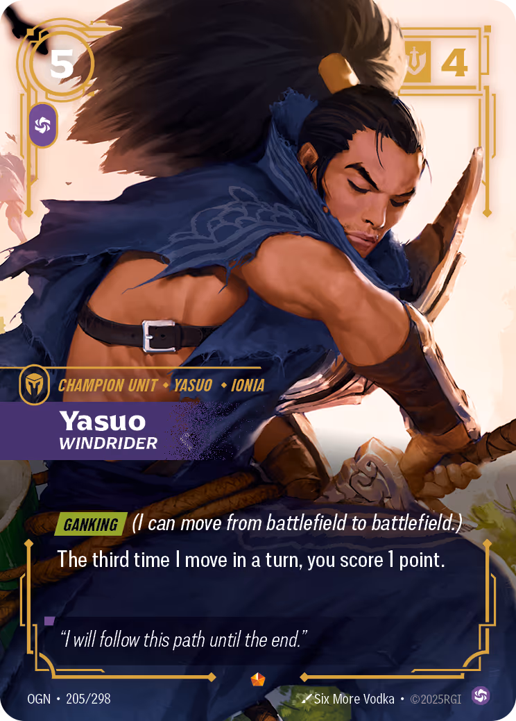 Yasuo - Windrider OGN-205 Riftbound card