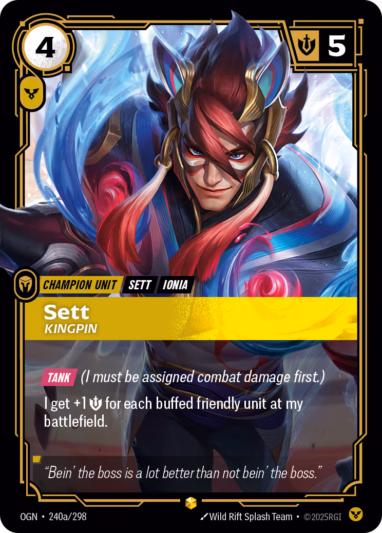 Sett - Kingpin OGN-240A Riftbound card