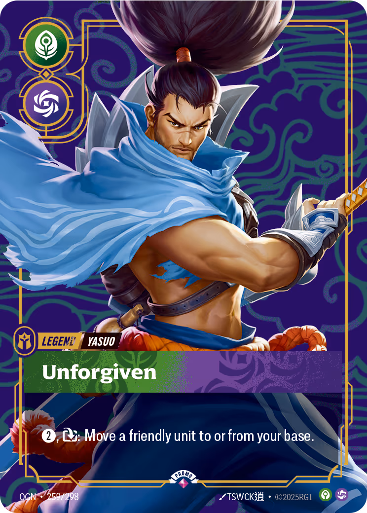 Yasuo - Unforgiven OGN-259 Riftbound card