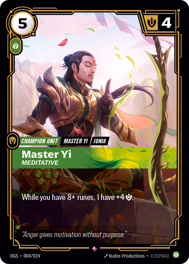Master Yi - Meditative OPP-004-24 Riftbound card