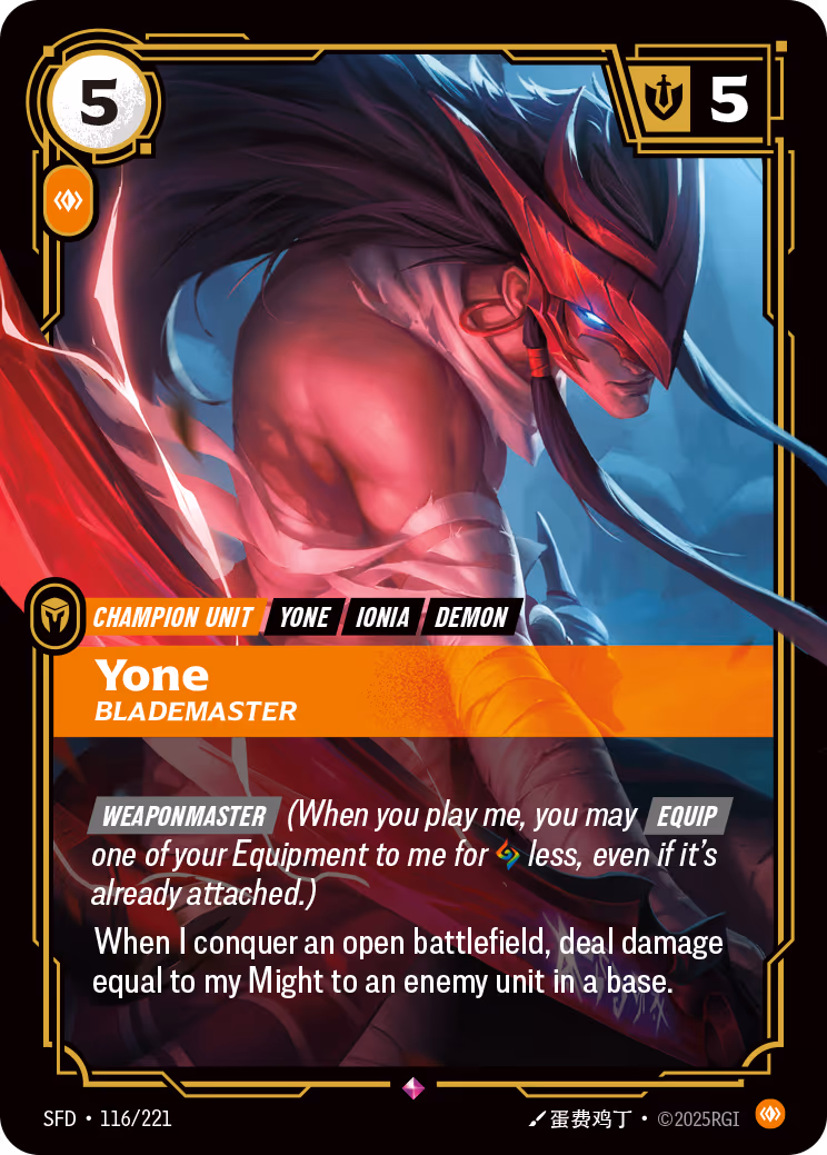 Yone - Blademaster OPP-116-221 Riftbound card
