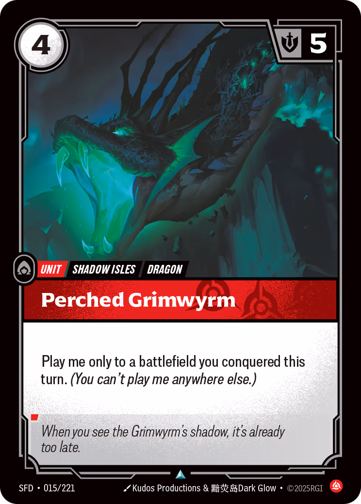 Perched Grimwyrm SFD-015 Riftbound card