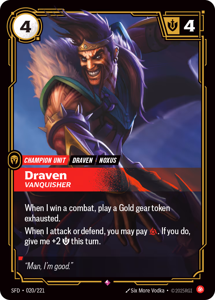 Draven - Vanquisher SFD-020 Riftbound card