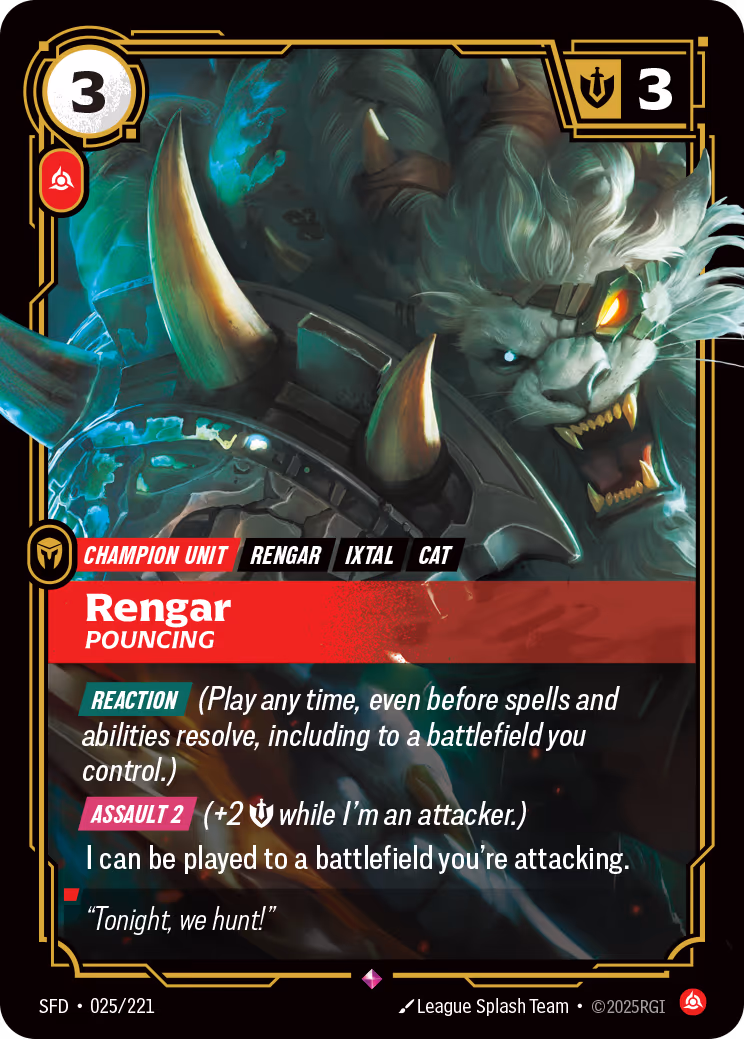 Rengar - Pouncing SFD-025 Riftbound card