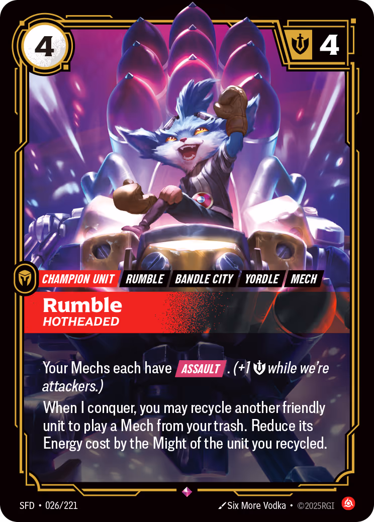 Rumble - Hotheaded SFD-026 Riftbound card