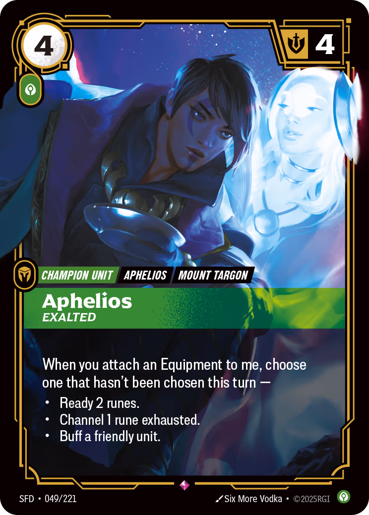 Aphelios - Exalted SFD-049 Riftbound card