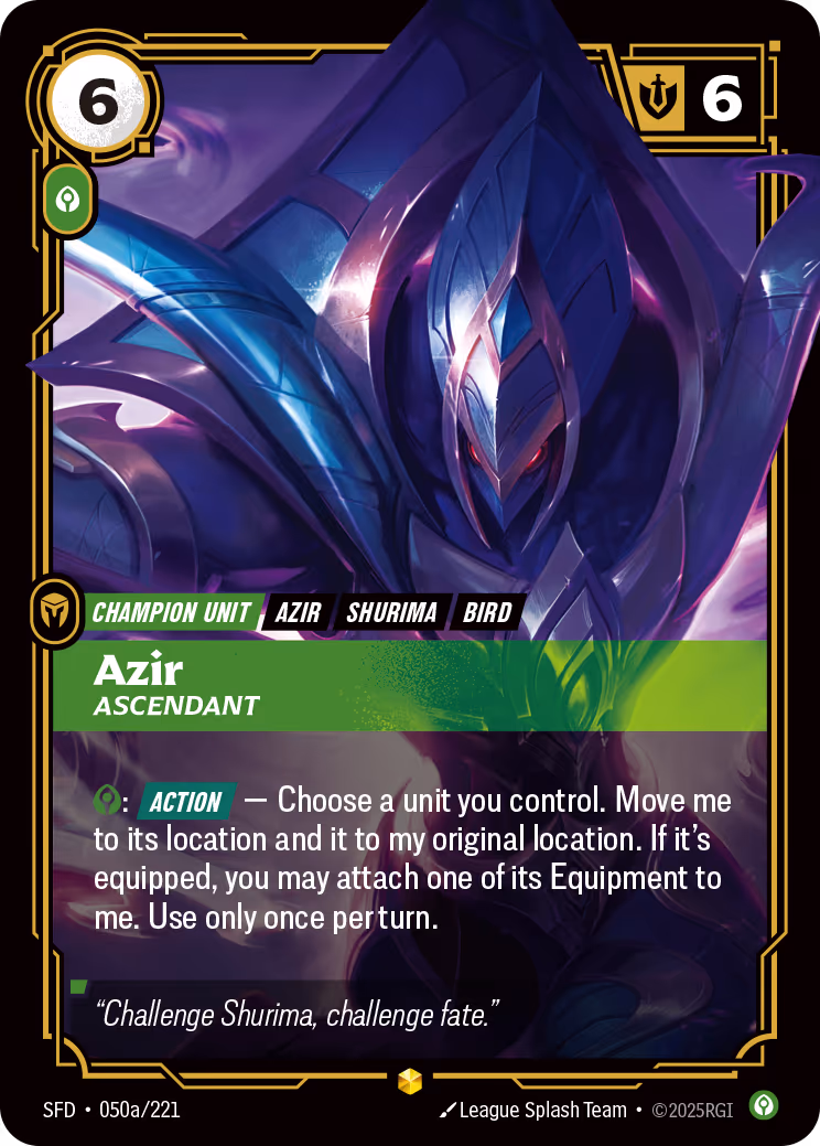 Azir - Ascendant SFD-050A Riftbound card