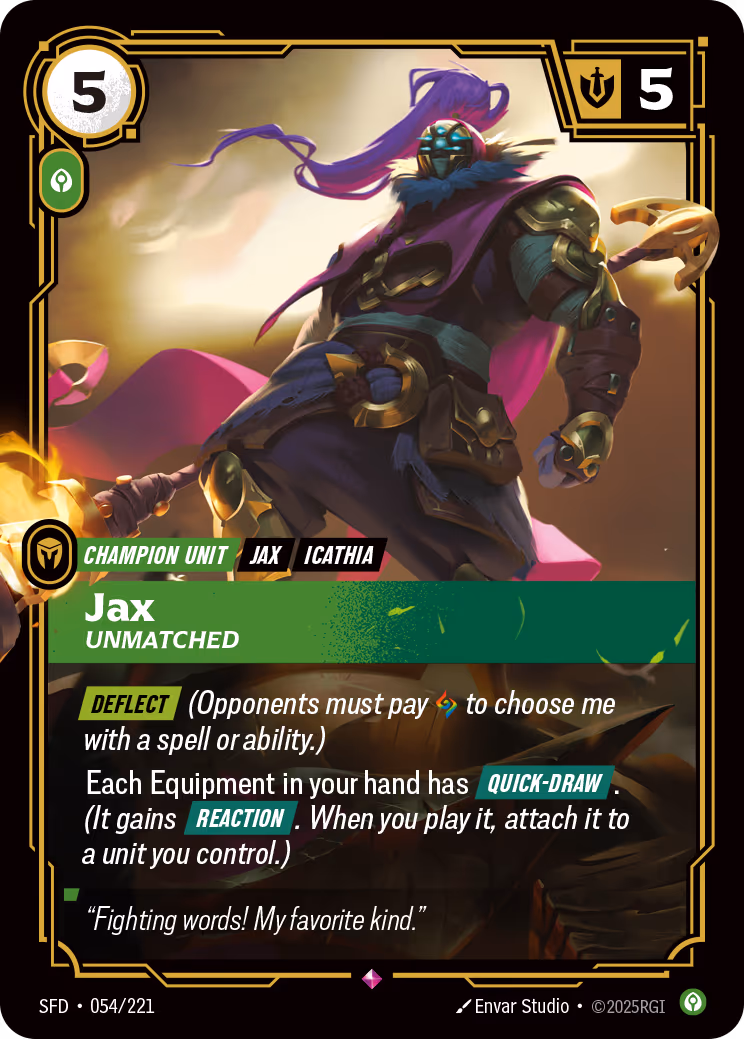 Jax - Unmatched SFD-054 Riftbound card