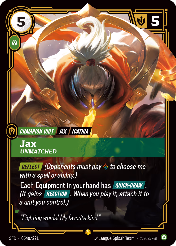 Jax - Unmatched SFD-054A Riftbound card