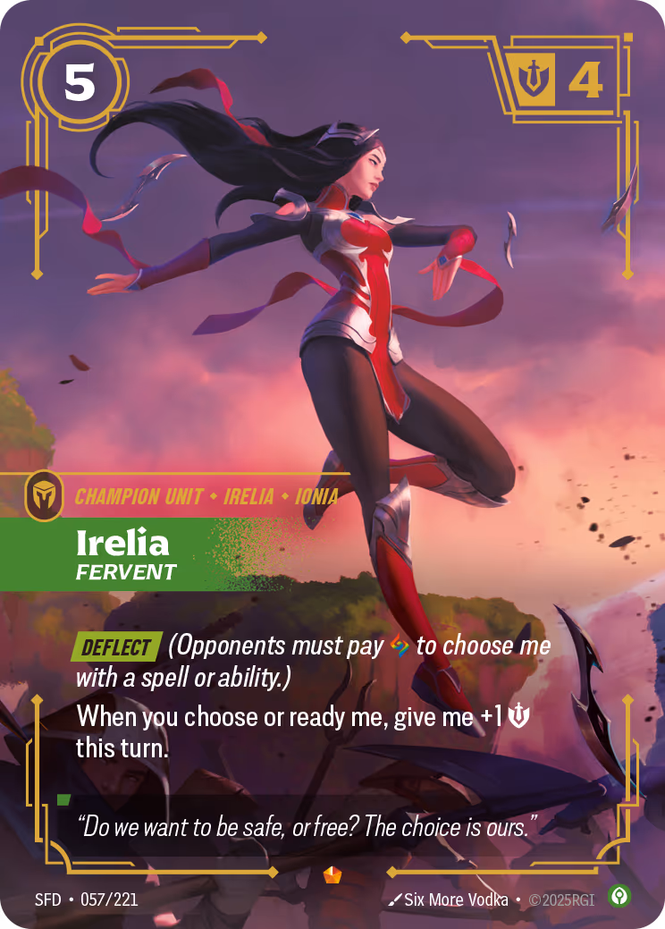 Irelia - Fervent SFD-057 Riftbound card