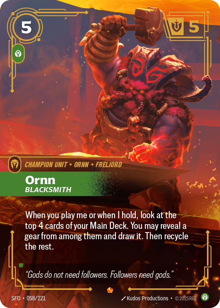 Ornn - Blacksmith SFD-058 Riftbound card