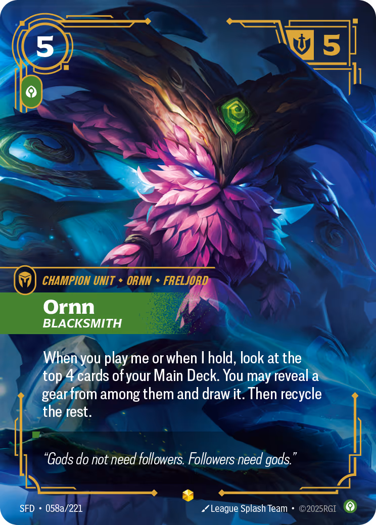 Ornn - Blacksmith SFD-058A Riftbound card