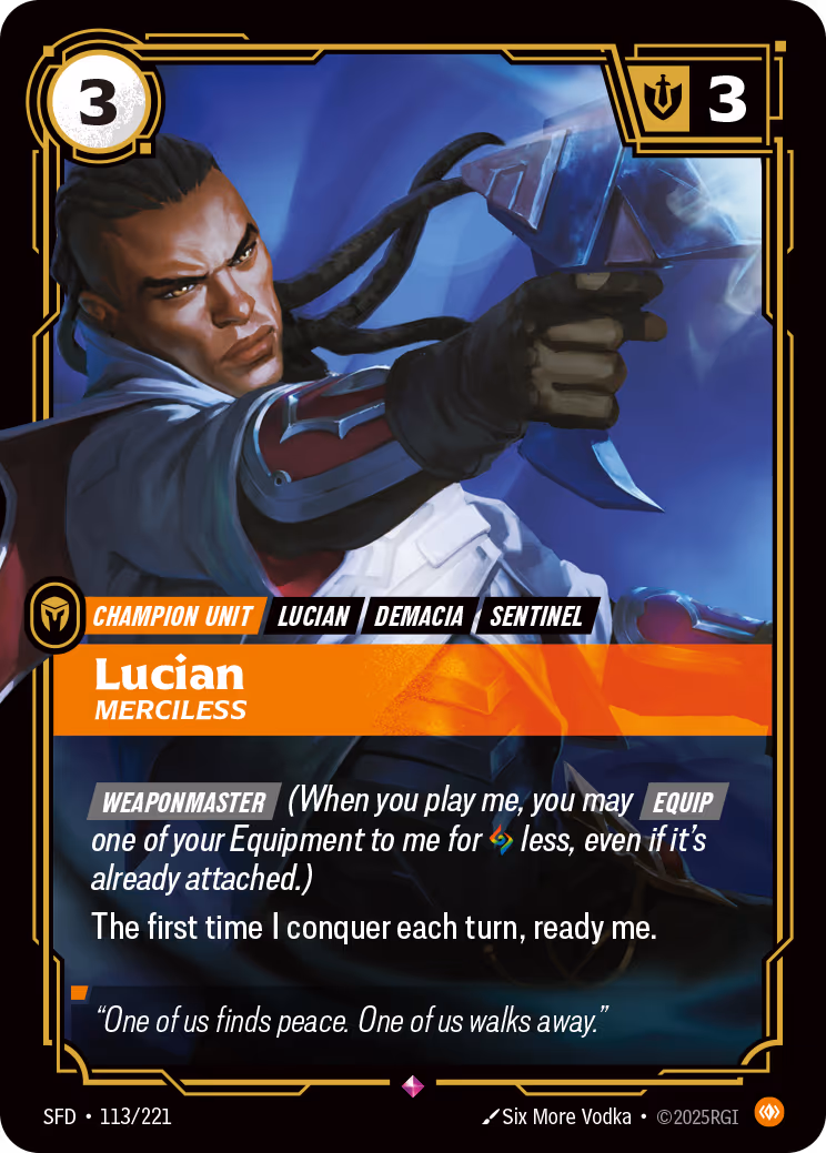 Lucian - Merciless SFD-113 Riftbound card