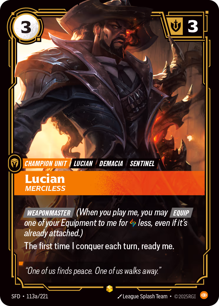 Lucian - Merciless SFD-113A Riftbound card