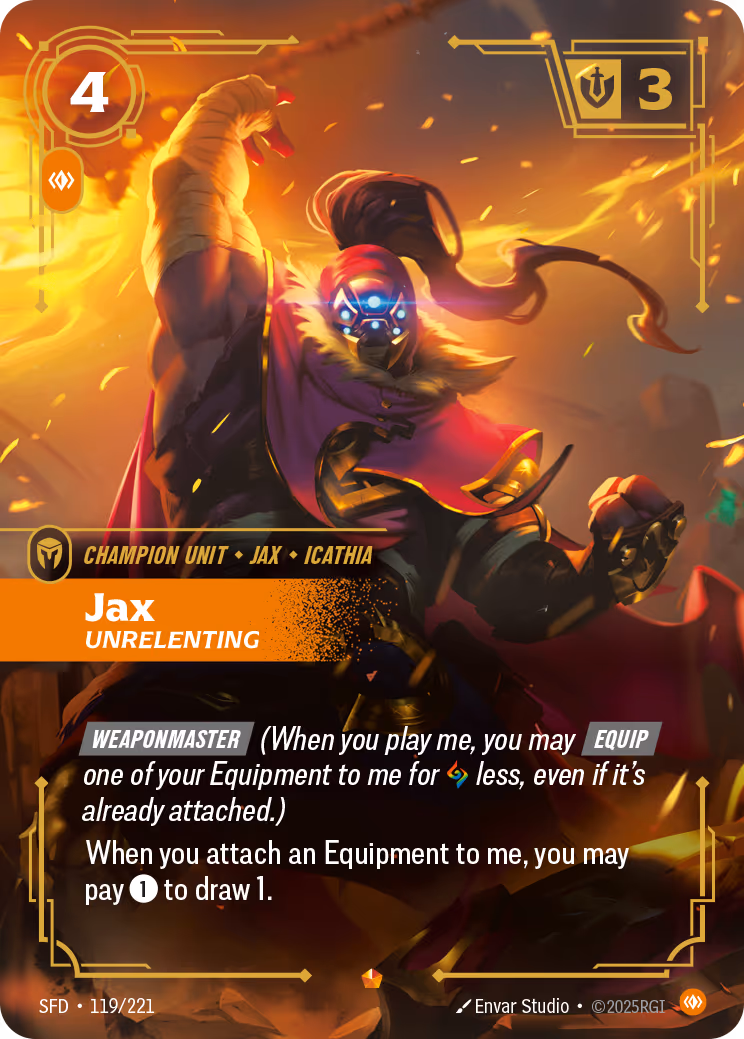 Jax - Unrelenting SFD-119 Riftbound card