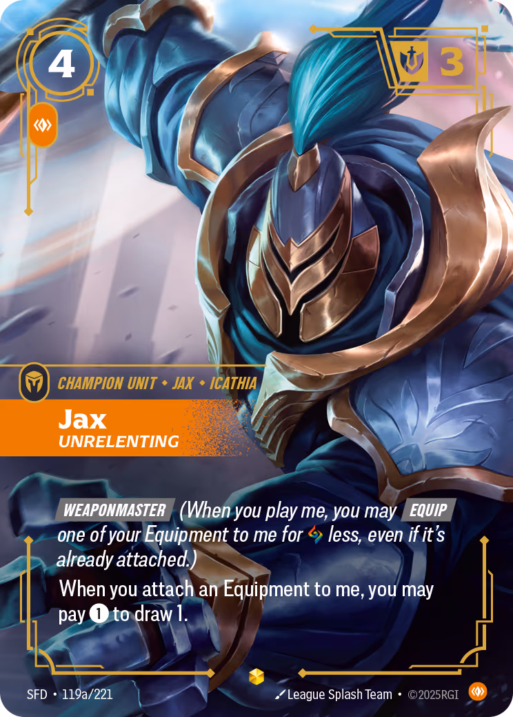 Jax - Unrelenting SFD-119A Riftbound card