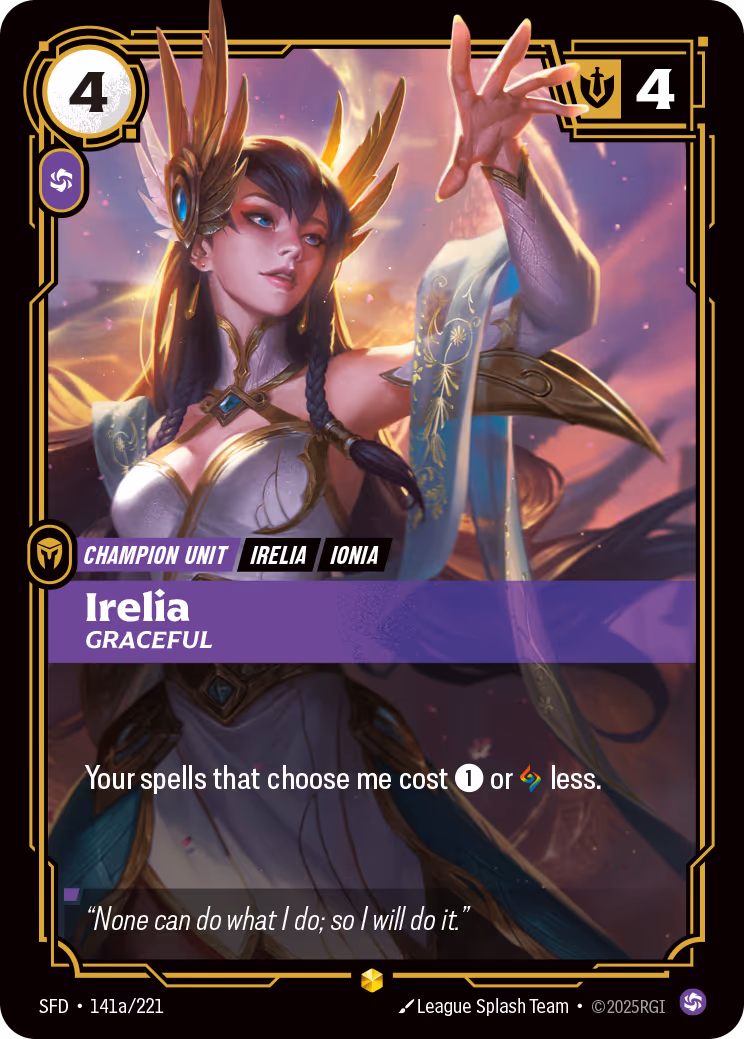 Irelia - Graceful SFD-141A Riftbound card