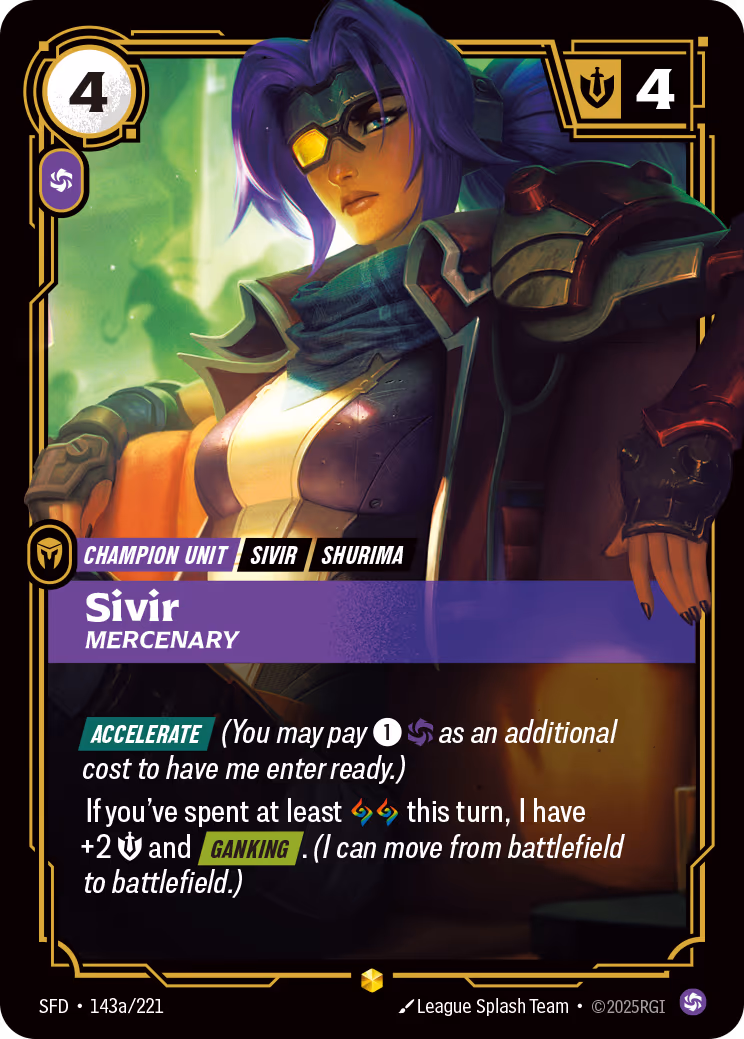 Sivir - Mercenary SFD-143A Riftbound card