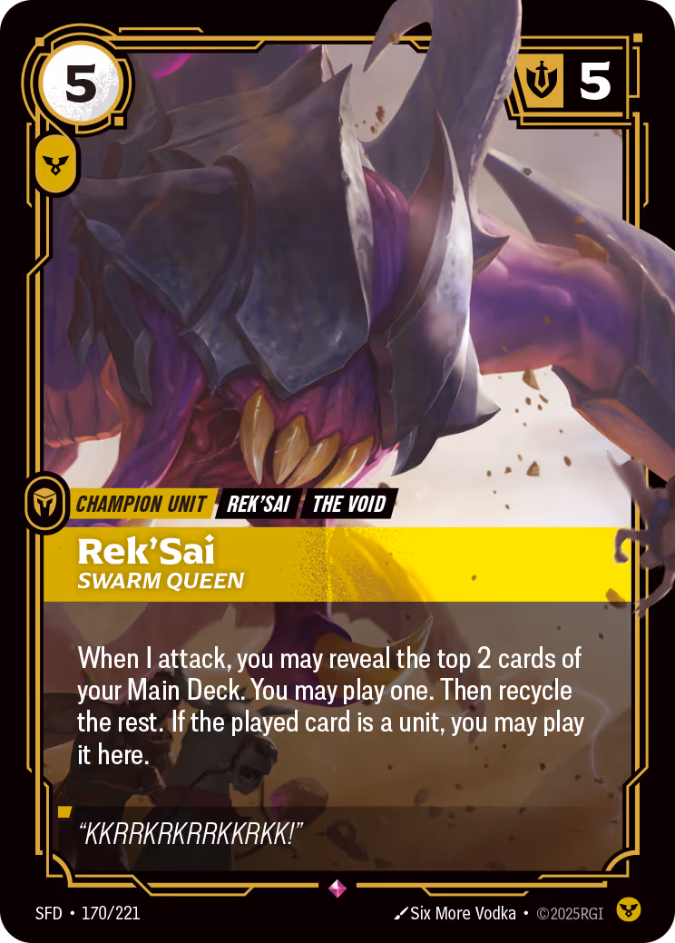 Rek'Sai - Swarm Queen SFD-170 Riftbound card
