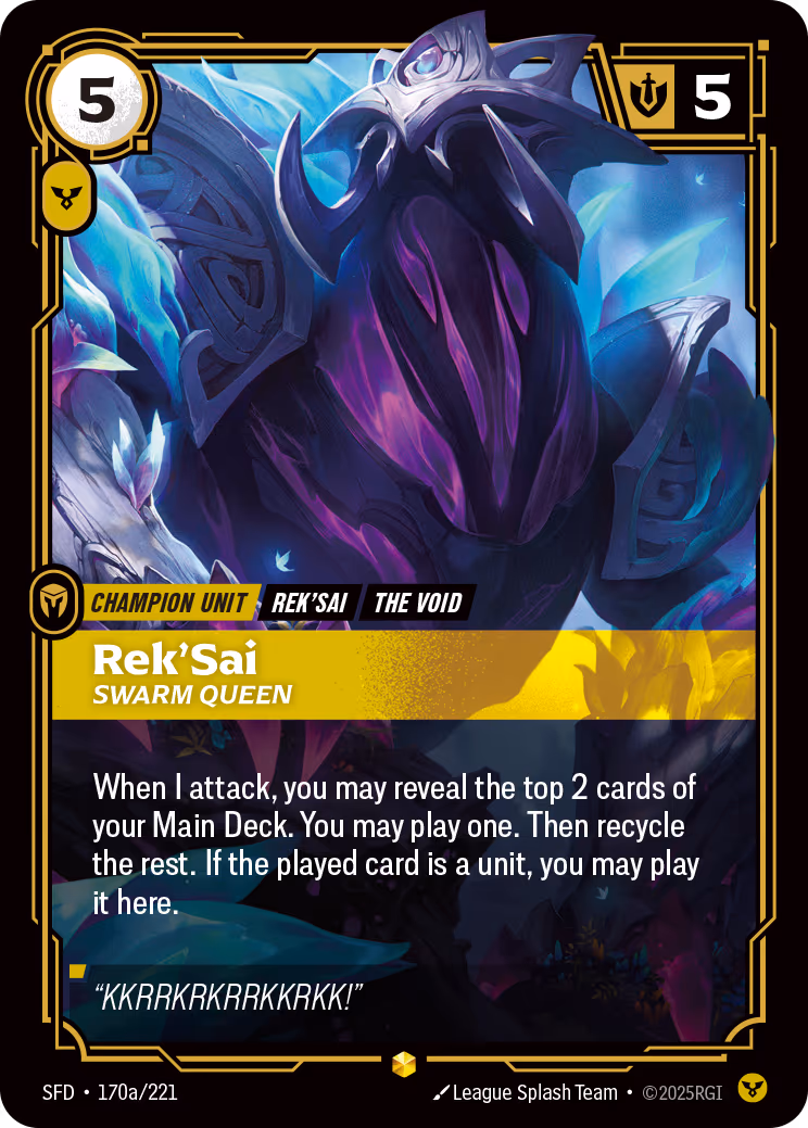 Rek'Sai - Swarm Queen SFD-170A Riftbound card