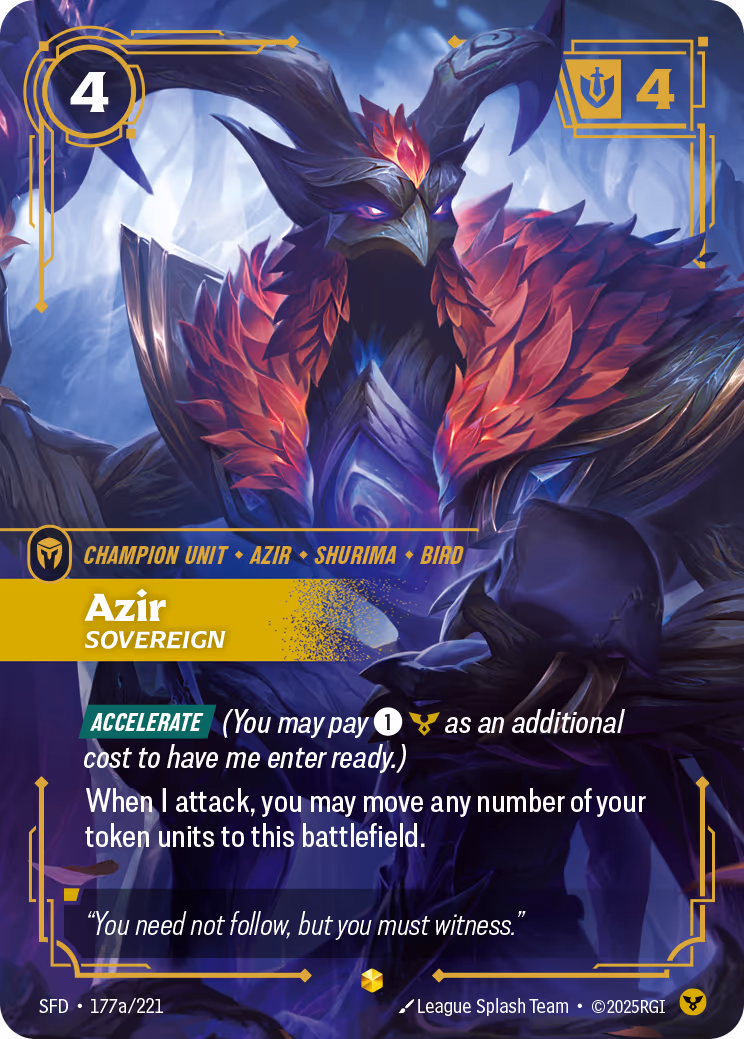 Azir - Sovereign SFD-177A Riftbound card