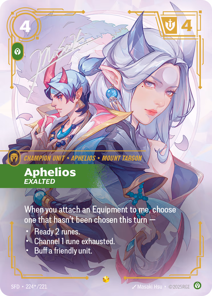 Aphelios - Exalted SFD-224* Riftbound card