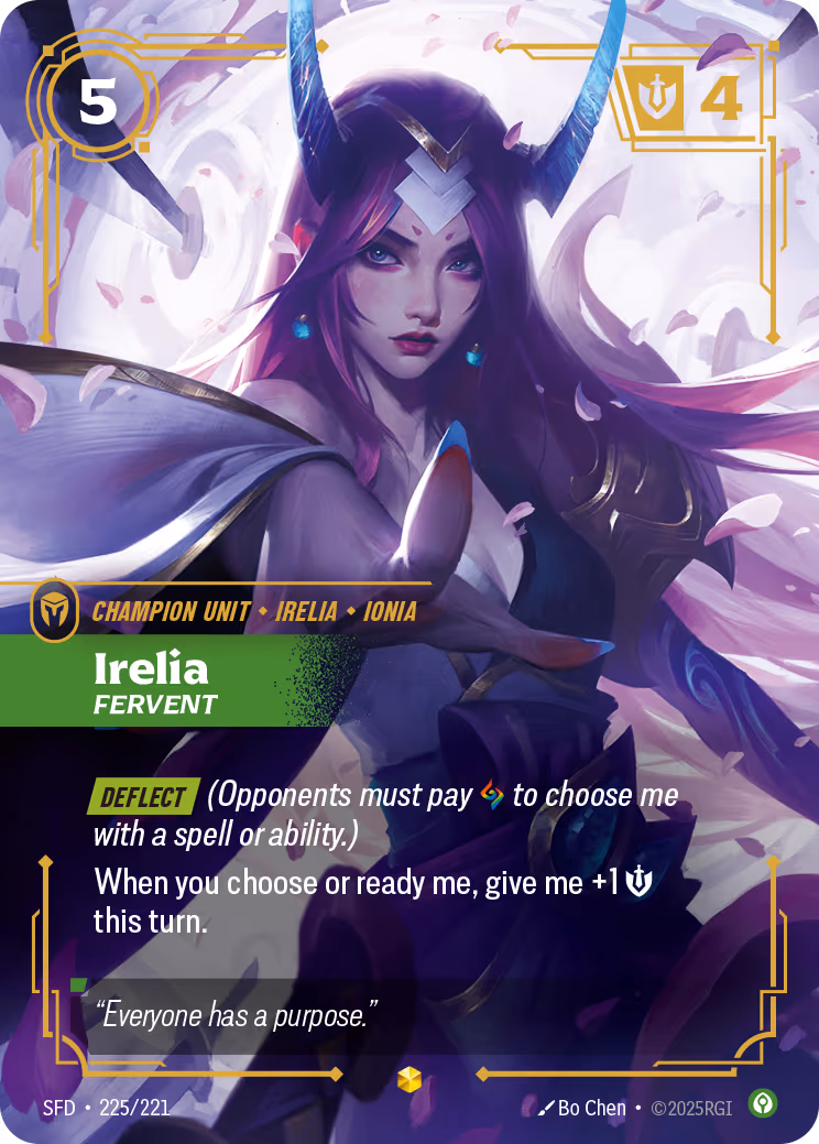 Irelia - Fervent SFD-225 Riftbound card