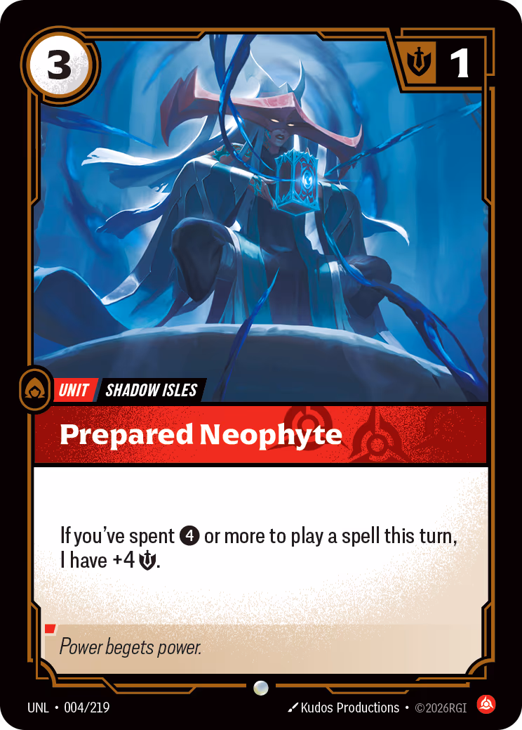 Prepared Neophyte UNL-004 Riftbound card