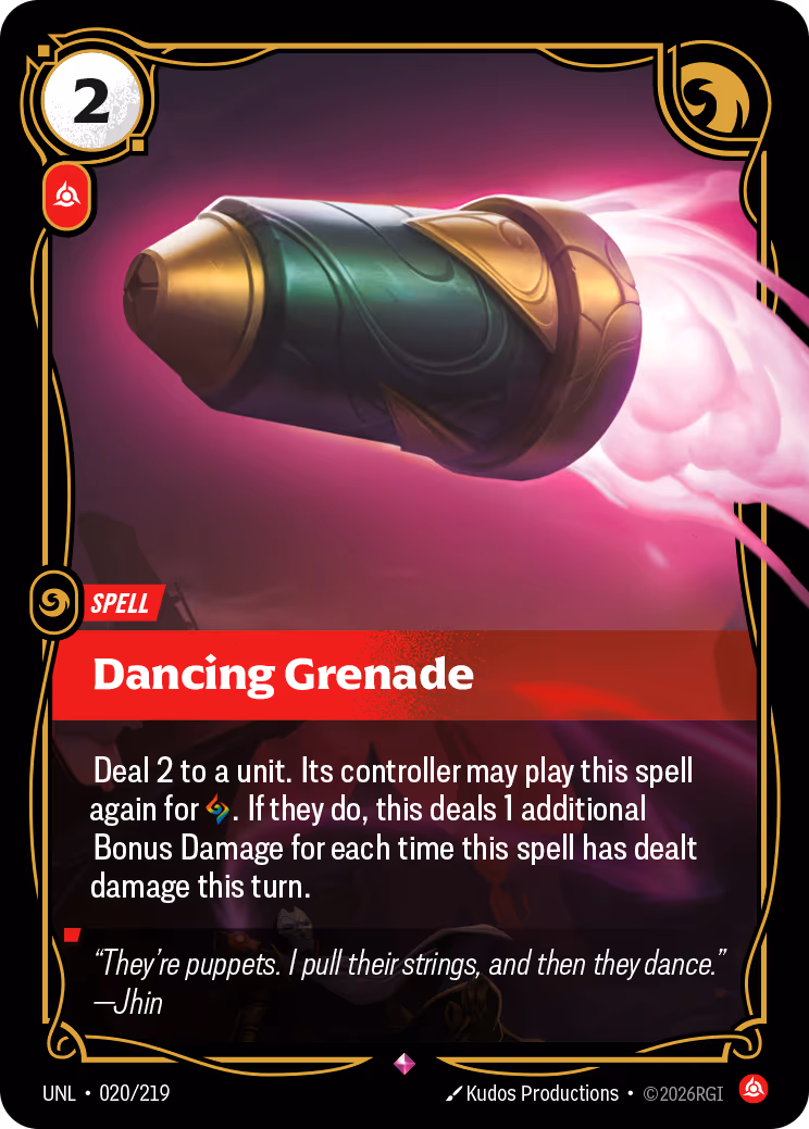 Dancing Grenade UNL-020 Riftbound card
