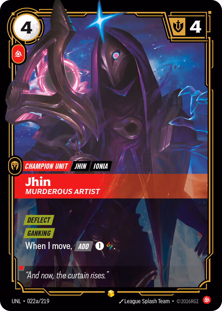 Jhin - Murderous Artist UNL-022A Riftbound card