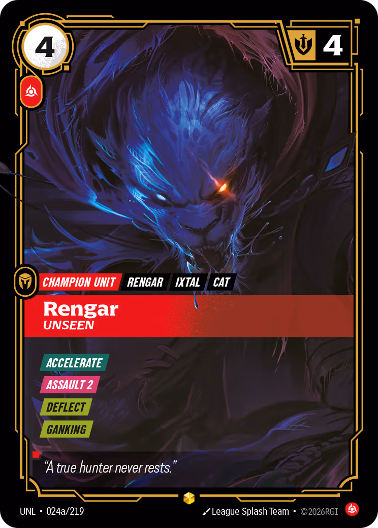 Rengar - Unseen UNL-024A Riftbound card