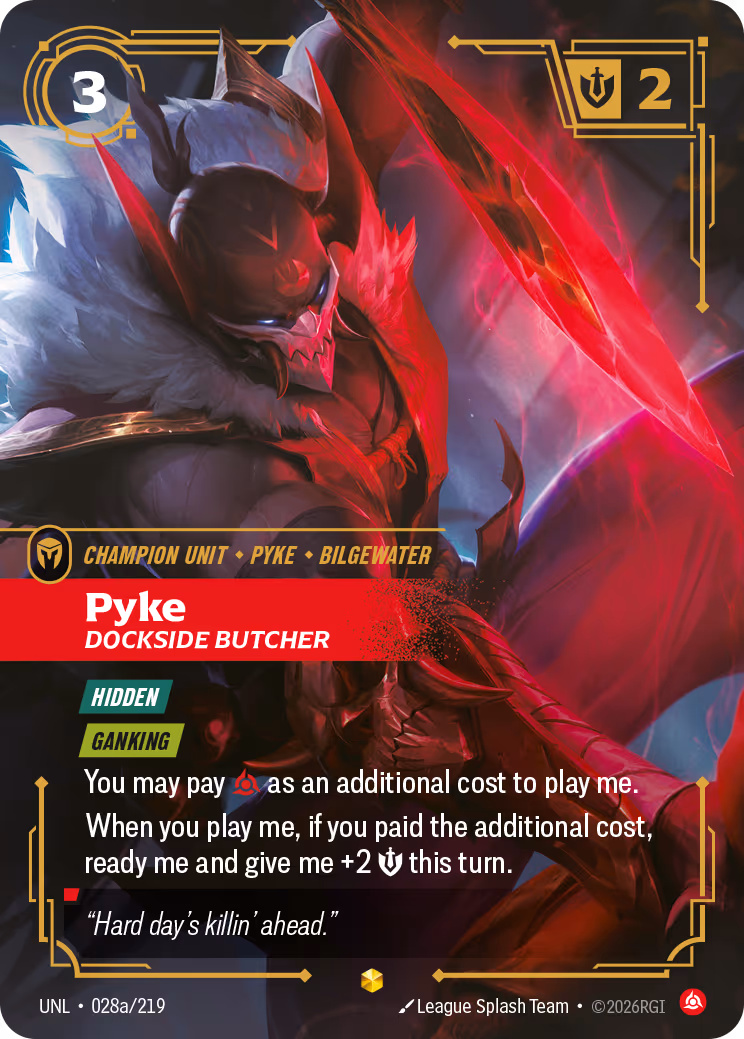 Pyke - Dockside Butcher UNL-028A Riftbound card