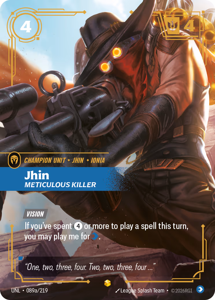Jhin - Meticulous Killer UNL-089A Riftbound card
